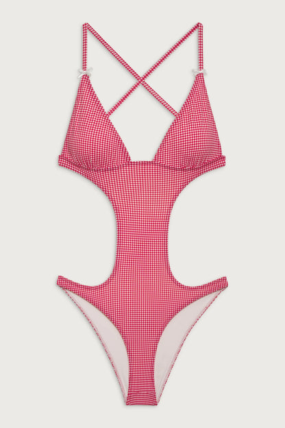Cruise Monokini One Piece Swimsuit - Ladybug Gingham