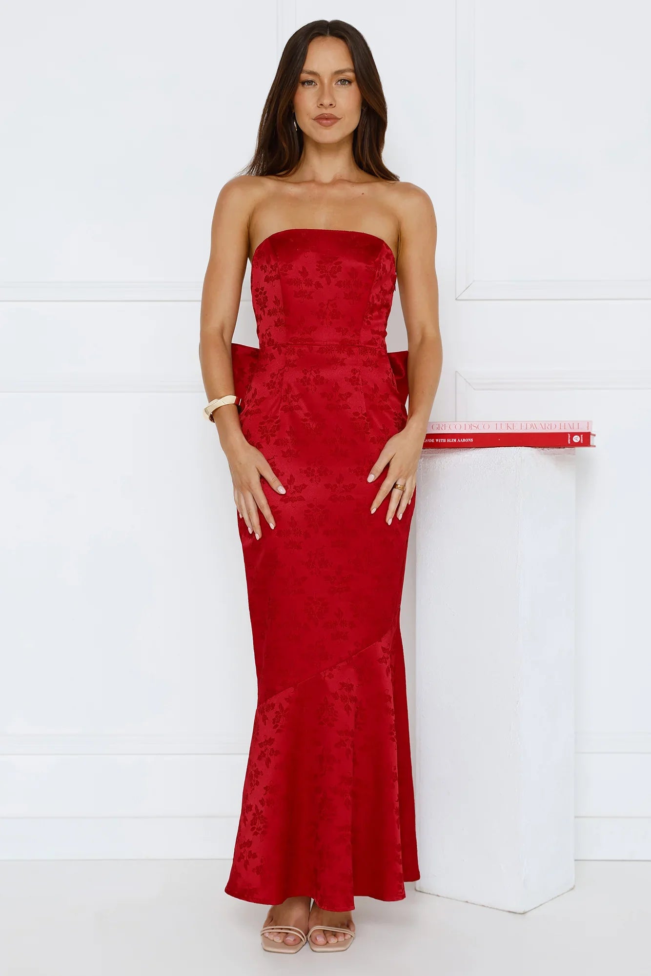 Symphony Of Silk Satin Strapless Maxi Dress