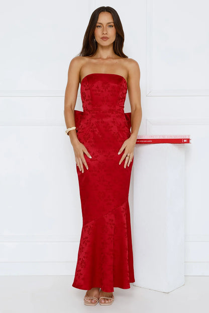 Symphony Of Silk Satin Strapless Maxi Dress