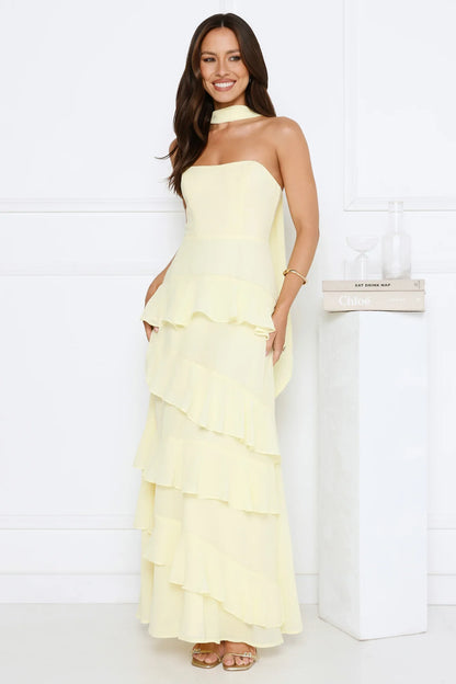 Sunset Reverie Strapless Maxi Dress