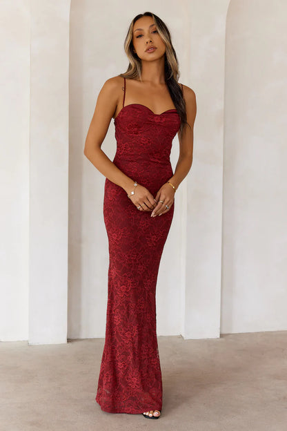 Chasing Midnight Lace Maxi Dress