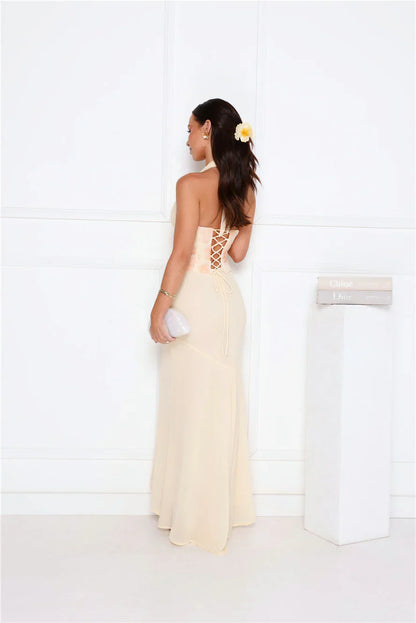 Silver Lining Love Halter Maxi Dress