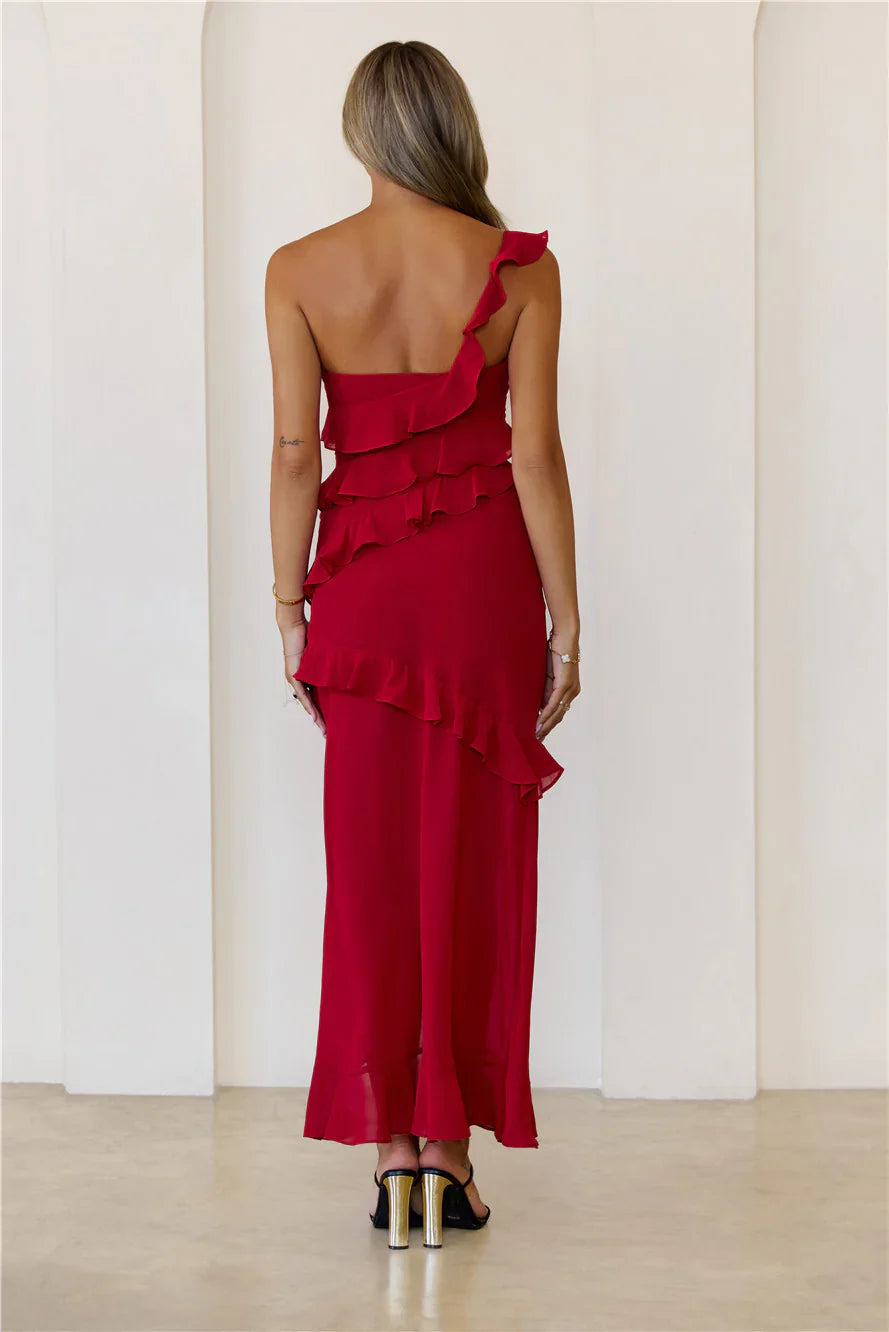 Out Late Look Great One Shoulder Maxi Dress Yellow
