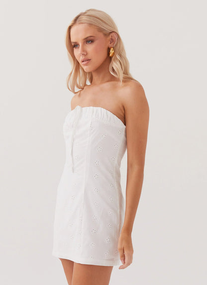 Bronwyn Broderie Mini Dress - White