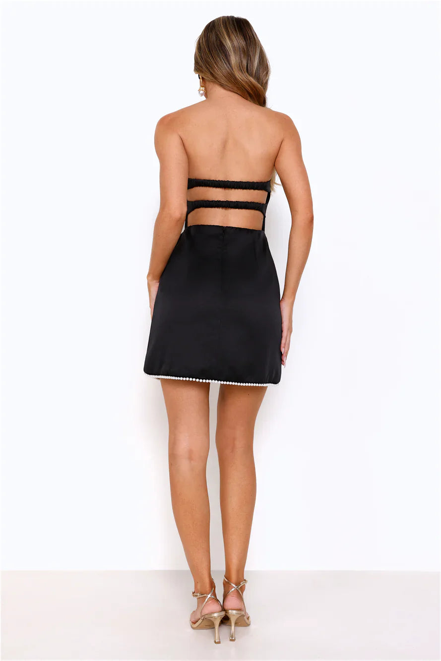 Sassy Sparks Strapless Satin Mini Dress