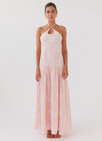 Blushed Cross Neckline Maxi Dress - Pink Petal