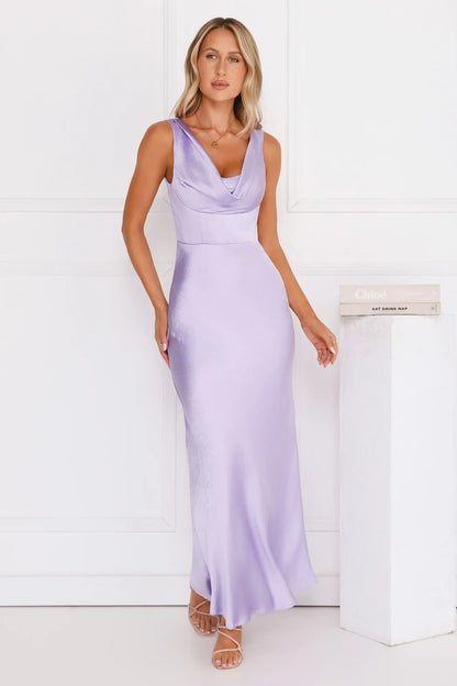 Crystal Luxe Satin Maxi Dress Sage
