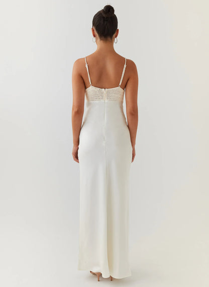 Perfect World Satin Maxi Dress - Pearl Dove