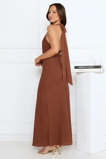 Polished Edge Halter Maxi Dress