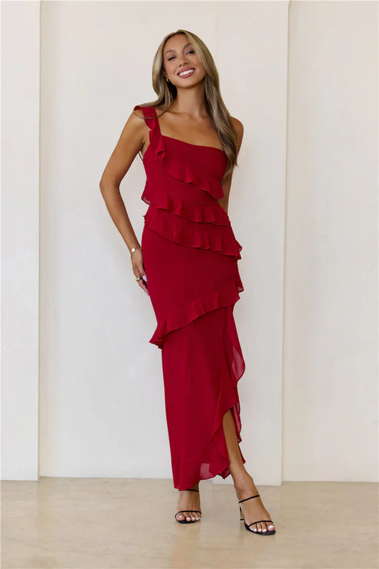 Out Late Look Great One Shoulder Maxi Dress Yellow