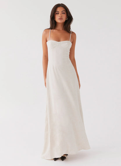 Angelina Linen Maxi Dress - Oatmeal
