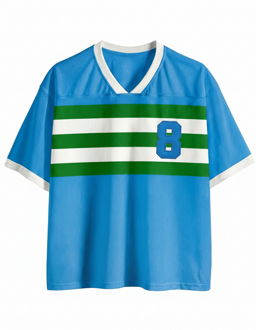 TheRetroTee Vintage Striped #8 Soccer Mesh Jersey