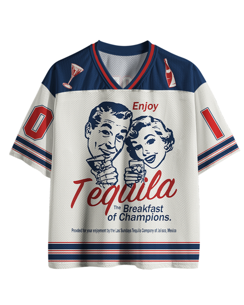 TheRetroTee Enjoy Tequila The Breakfast Of Champions 1950s Mesh Jersey