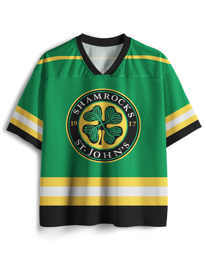 TheRetroTee Shamrocks #3 Green Hockey Mesh Jersey