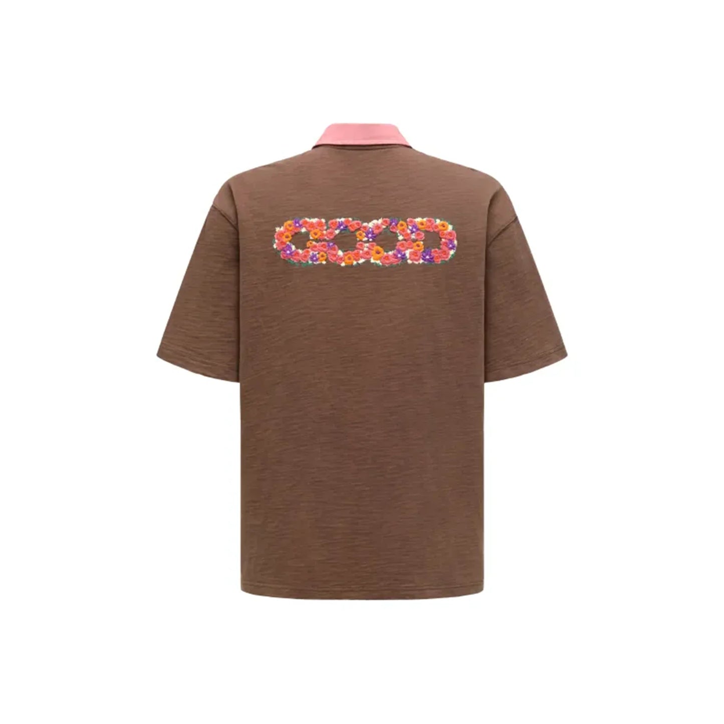 GOODBRAND Colourful Flower Contrast Polo Shirt Brown (SS25)