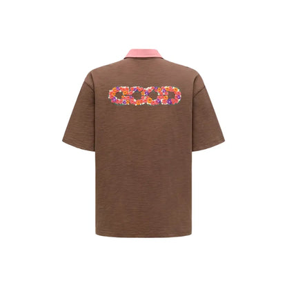 GOODBRAND Colourful Flower Contrast Polo Shirt Brown (SS25)