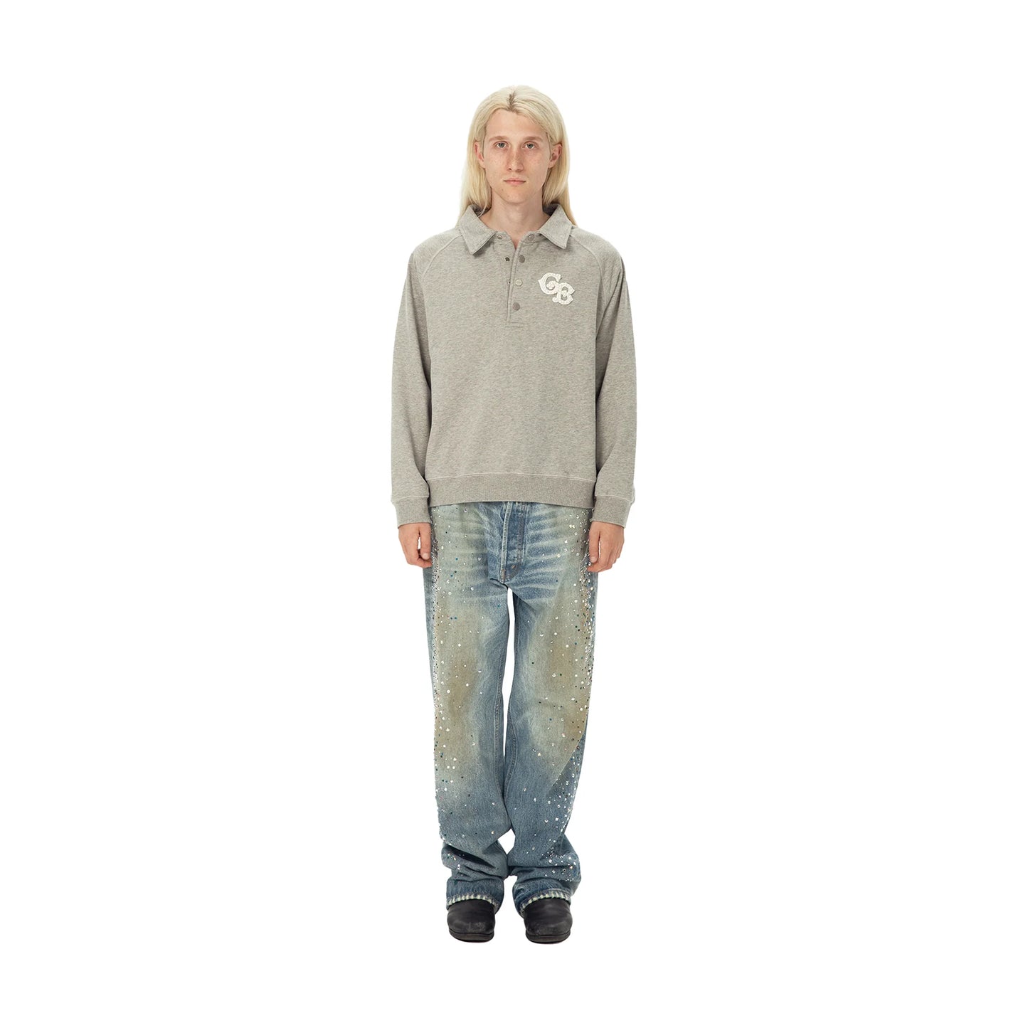 GOODBRAND Pearl Polo Long Sleeved Sweatshirt Grey (FW24)