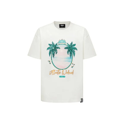 GOODBRAND Island Coconut Forest Sequin Embroidered Tee White (SS25)