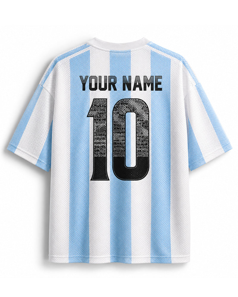 TheRetroTee Argentina Classic Football Fan  Custom Mesh Jersey