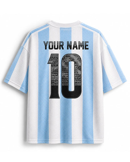 TheRetroTee Argentina Classic Football Fan  Custom Mesh Jersey