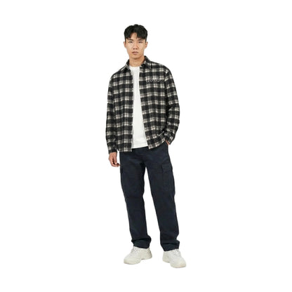 GOODBRAND Classic Slogan Pearl Plaid Shirt Black (FW25)
