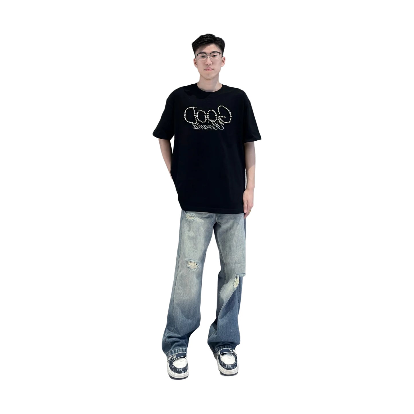 GOODBRAND Solid Colour Pearl Logo Tee Black (SS25)