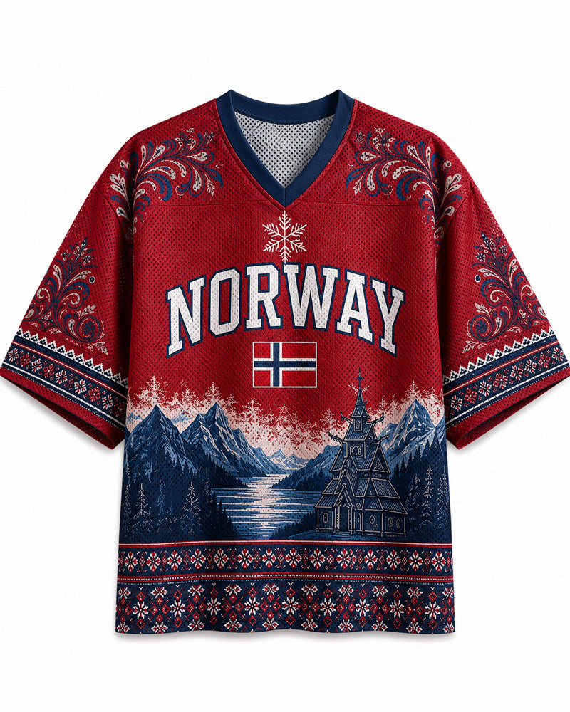 TheRetroTee Custom Name Norway Soccer Mesh Jersey
