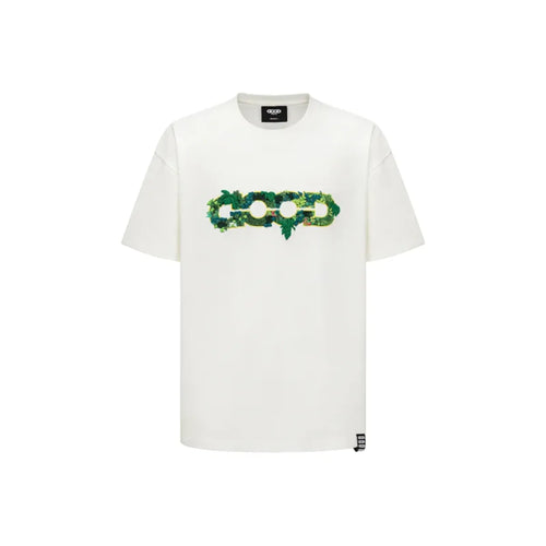 GOODBRAND 3D Green Plant Embroidered Map Logo Tee White (SS25)