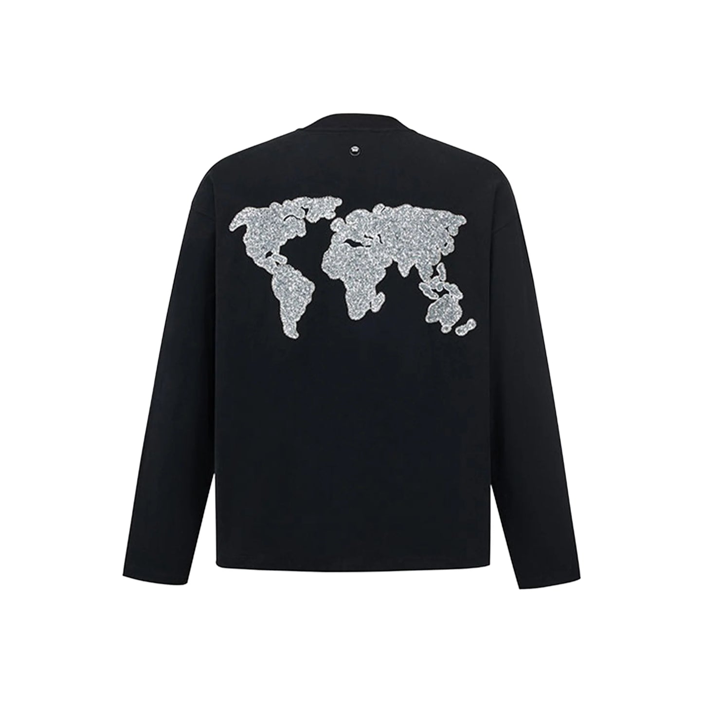 GOODBRAND Good Map Sequin Embroidered Long Sleeved Tee Black (FW25)