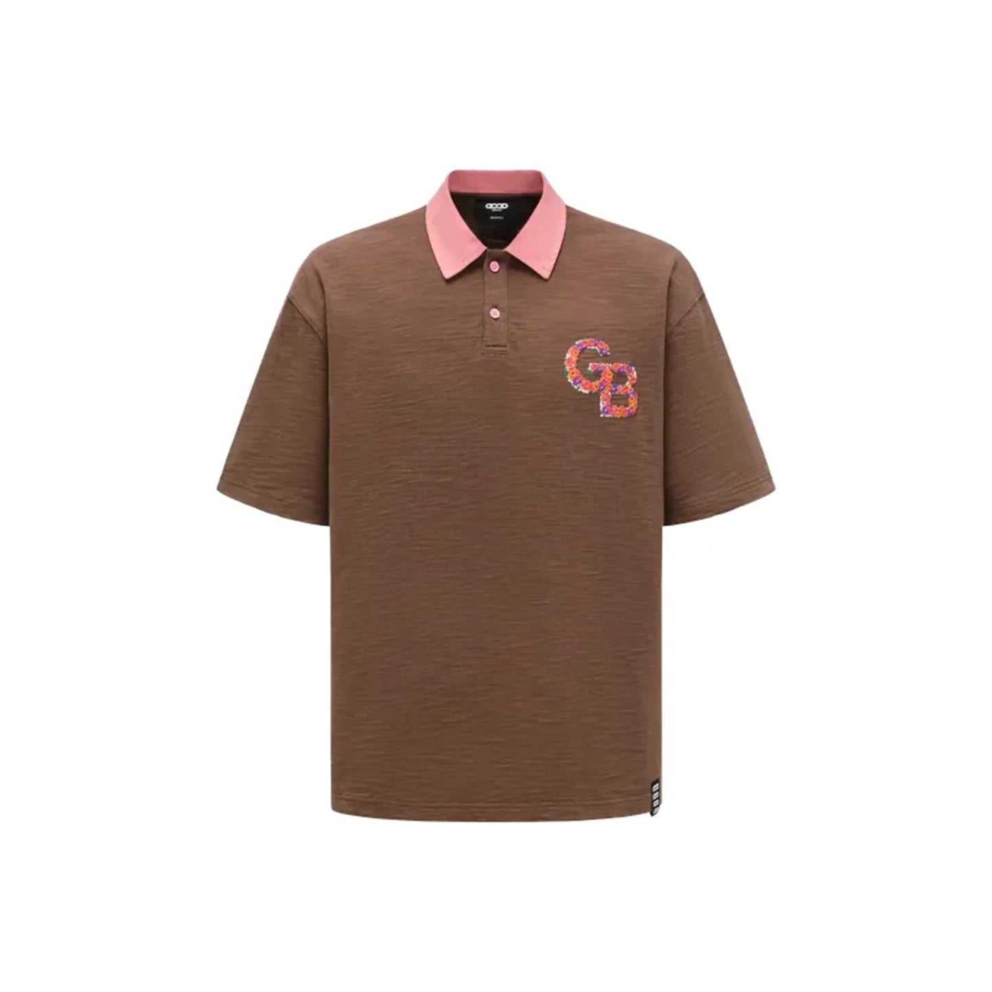 GOODBRAND Colourful Flower Contrast Polo Shirt Brown (SS25)