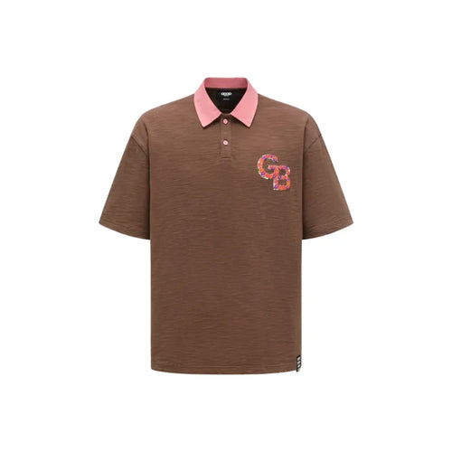 GOODBRAND Colourful Flower Contrast Polo Shirt Brown (SS25)